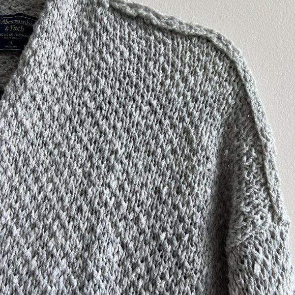 Abercrombie & Fitch Cotton Blend Cardigan Sweater Size L in Grey - Picture 3 of 7